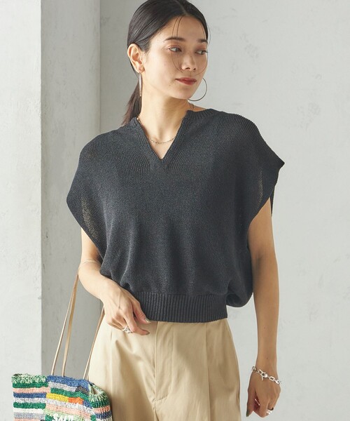 SHIPS(シップス)の「〈手洗い可能〉ポリエステル 麻 スキッパー プルオーバー(ニット/セーター・レディース・ブラック/ホワイト/オレンジ・ONE SIZE)」の22枚目の写真