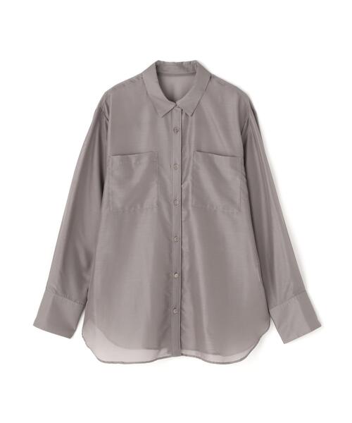 NATURAL BEAUTY BASIC(ナチュラルビューティーベーシック)の「◇シアーシャツシリーズ オーバーフォルム(シャツ/ブラウス・レディース・グレー/ダークブラウン/ベージュ・FREE)」の4枚目の写真