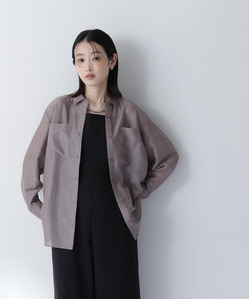 NATURAL BEAUTY BASIC(ナチュラルビューティーベーシック)の「◇シアーシャツシリーズ オーバーフォルム(シャツ/ブラウス・レディース・グレー/ダークブラウン/ベージュ・FREE)」の8枚目の写真