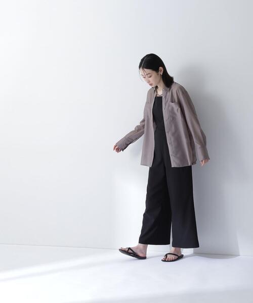 NATURAL BEAUTY BASIC(ナチュラルビューティーベーシック)の「◇シアーシャツシリーズ オーバーフォルム(シャツ/ブラウス・レディース・グレー/ダークブラウン/ベージュ・FREE)」の9枚目の写真