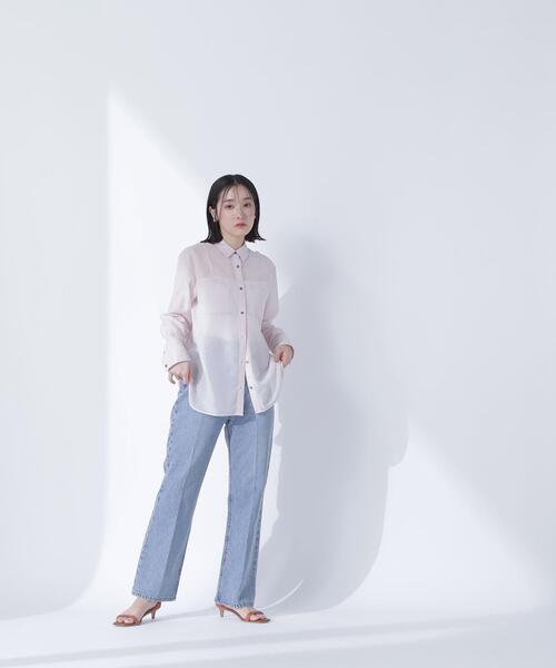 NATURAL BEAUTY BASIC(ナチュラルビューティーベーシック)の「◇シアーシャツシリーズ オーバーフォルム(シャツ/ブラウス・レディース・グレー/ダークブラウン/ベージュ・FREE)」の14枚目の写真