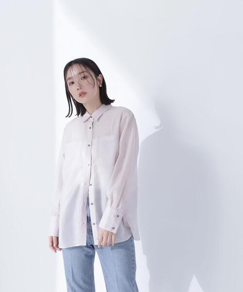 NATURAL BEAUTY BASIC(ナチュラルビューティーベーシック)の「◇シアーシャツシリーズ オーバーフォルム(シャツ/ブラウス・レディース・グレー/ダークブラウン/ベージュ・FREE)」の17枚目の写真