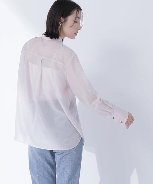 NATURAL BEAUTY BASIC(ナチュラルビューティーベーシック)の「◇シアーシャツシリーズ オーバーフォルム(シャツ/ブラウス・レディース・グレー/ダークブラウン/ベージュ・FREE)」の18枚目の写真