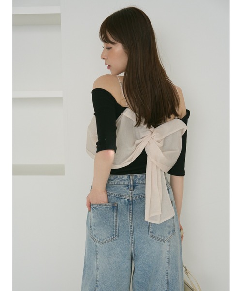 セール】ノットデザインカットコンビトップス（Tシャツ