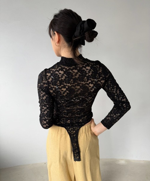 SANSeLF（サンセルフ）の「【SANSeLF】 レースボディスーツ ロングスリーブ ハイネックフィット sanw25s074（その他トップス・レディース・ホワイト/ブラック・FREE）」の8枚目の写真