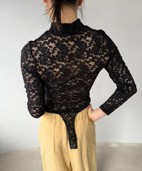 SANSeLF（サンセルフ）の「【SANSeLF】 レースボディスーツ ロングスリーブ ハイネックフィット sanw25s074（その他トップス・レディース・ホワイト/ブラック・FREE）」の9枚目の写真