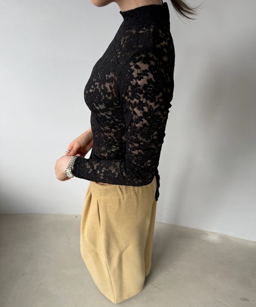 SANSeLF（サンセルフ）の「【SANSeLF】 レースボディスーツ ロングスリーブ ハイネックフィット sanw25s074（その他トップス・レディース・ホワイト/ブラック・FREE）」の10枚目の写真