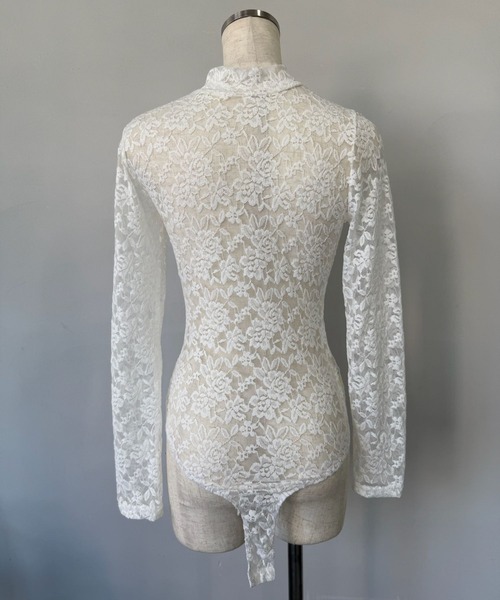 SANSeLF（サンセルフ）の「【SANSeLF】 レースボディスーツ ロングスリーブ ハイネックフィット sanw25s074（その他トップス・レディース・ホワイト/ブラック・FREE）」の13枚目の写真