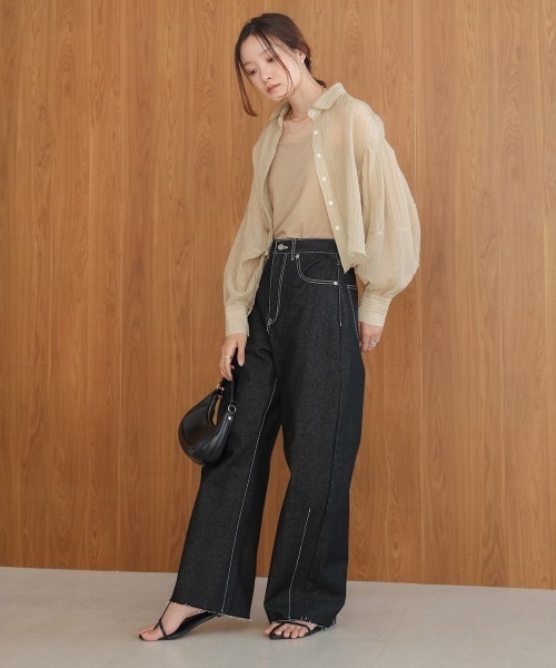 Bab(バブ)の「タックスリーブコンパクトシアーシャツブラウス(シャツ/ブラウス・レディース・ホワイト系その他/ベージュ/サックスブルー・MEDIUM)」の14枚目の写真