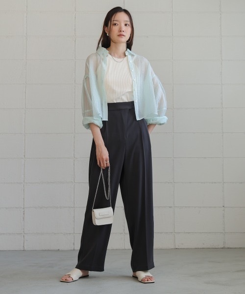 Bab(バブ)の「タックスリーブコンパクトシアーシャツブラウス(シャツ/ブラウス・レディース・ホワイト系その他/ベージュ/サックスブルー・MEDIUM)」の19枚目の写真
