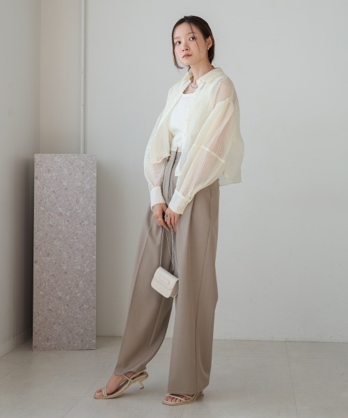 Bab(バブ)の「タックスリーブコンパクトシアーシャツブラウス(シャツ/ブラウス・レディース・ホワイト系その他/ベージュ/サックスブルー・MEDIUM)」の21枚目の写真