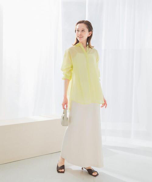 URBAN RESEARCH ROSSO WOMEN（アーバンリサーチ　ロッソ）の「接触冷感リネン混バイヤススカート（スカート・レディース・オフホワイト/チャコールグレー/グリーン系その他・36/38）」の5枚目の写真