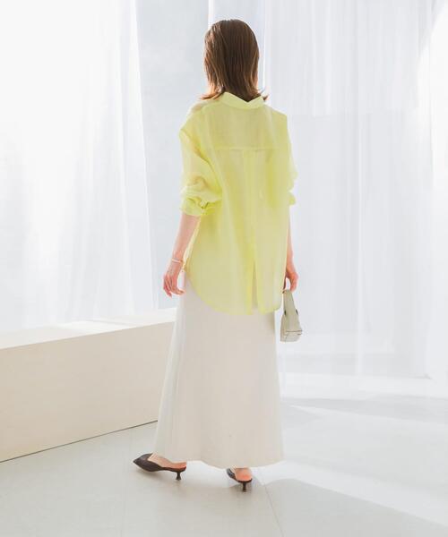 URBAN RESEARCH ROSSO WOMEN（アーバンリサーチ　ロッソ）の「接触冷感リネン混バイヤススカート（スカート・レディース・オフホワイト/チャコールグレー/グリーン系その他・36/38）」の6枚目の写真