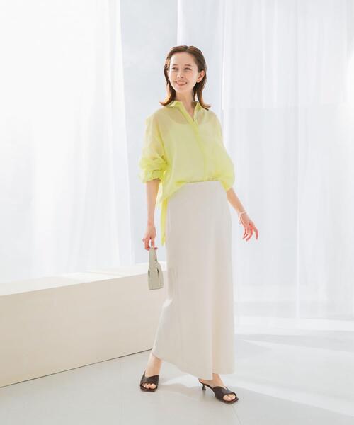 URBAN RESEARCH ROSSO WOMEN（アーバンリサーチ　ロッソ）の「接触冷感リネン混バイヤススカート（スカート・レディース・オフホワイト/チャコールグレー/グリーン系その他・36/38）」の8枚目の写真