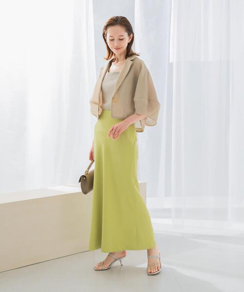 URBAN RESEARCH ROSSO WOMEN（アーバンリサーチ　ロッソ）の「接触冷感リネン混バイヤススカート（スカート・レディース・オフホワイト/チャコールグレー/グリーン系その他・36/38）」の14枚目の写真