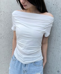 FOREVER 21 | 【2025SS】華奢見えオフショルドレープＴシャツ(Tシャツ/カットソー)