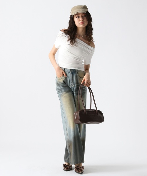 FOREVER 21（フォーエバー トゥエンティーワン）の「【2025SS】華奢見えオフショルドレープＴシャツ（Tシャツ/カットソー・レディース・ブラック/オフホワイト/グレー/ピンク・FREE）」の18枚目の写真