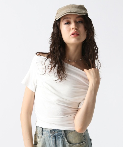 FOREVER 21（フォーエバー トゥエンティーワン）の「【2025SS】華奢見えオフショルドレープＴシャツ（Tシャツ/カットソー・レディース・ブラック/オフホワイト/グレー/ピンク・FREE）」の19枚目の写真