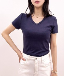 【肌触りなめらかな綿混スムース素材♪】ベーシックVネック半袖Tシャツ