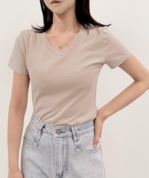 【肌触りなめらかな綿混スムース素材♪】ベーシックVネック半袖Tシャツ