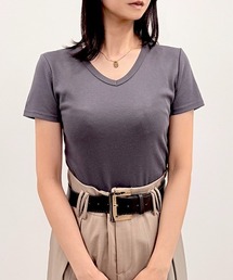 【肌触りなめらかな綿混スムース素材♪】ベーシックVネック半袖Tシャツ