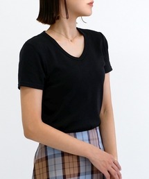 【肌触りなめらかな綿混スムース素材♪】ベーシックVネック半袖Tシャツ