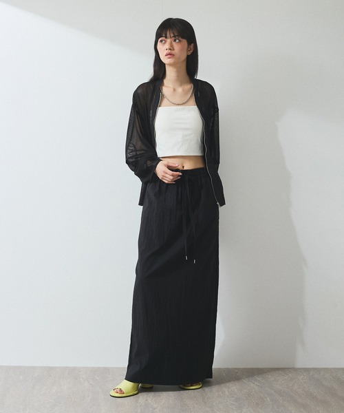 【今季・売切れ超人気アイテム】アダムエロペ黒ロングスカート アウトレット店舗・WEB限定】サテンプリーツロングスカート