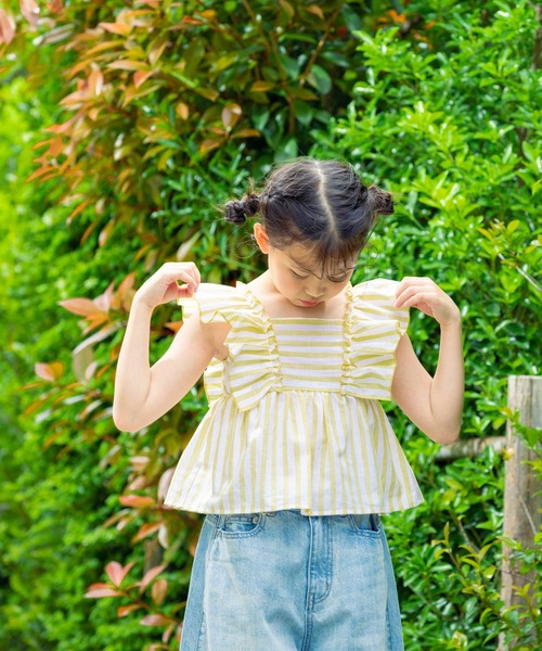 LOWRYS FARM（ローリーズファーム）の「ストライプフリルブラウス　495481（シャツ/ブラウス・キッズ・ピンク/ブルー/イエロー・110cm/150cm/140cm/130cm/120cm）」の12枚目の写真