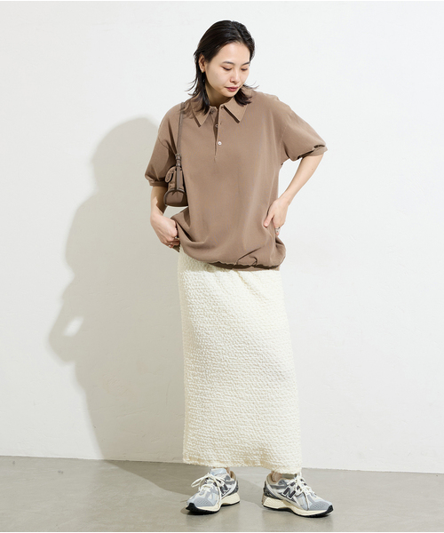 JOURNAL STANDARD（ジャーナルスタンダード）の「シャーリングフィットスカート（スカート・レディース・ホワイト/ブラック・FREE）」の4枚目の写真