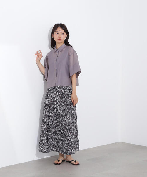 N.（N. Natural Beauty Basic）（エヌエヌナチュラルビューティーベーシック）の「【PS/低身長サイズ】フラワープリントAラインスカート（スカート・レディース・ホワイト系その他/ブラック系その他・MEDIUM/P/S）」の7枚目の写真