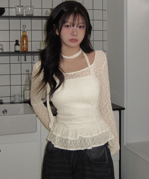 almo（アルモ）の「【LAMPOON】ストールセットレースフリルブラウス（シャツ/ブラウス・レディース・アイボリー/ホワイト・SMALL/MEDIUM/LARGE）」の10枚目の写真