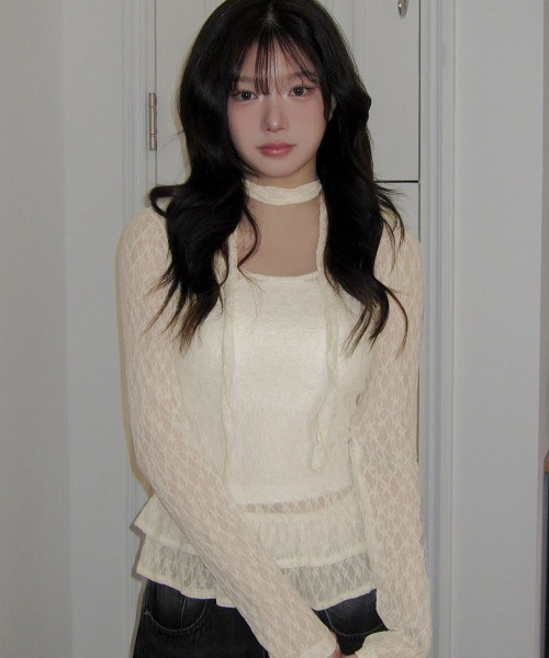 almo（アルモ）の「【LAMPOON】ストールセットレースフリルブラウス（シャツ/ブラウス・レディース・アイボリー/ホワイト・SMALL/MEDIUM/LARGE）」の9枚目の写真