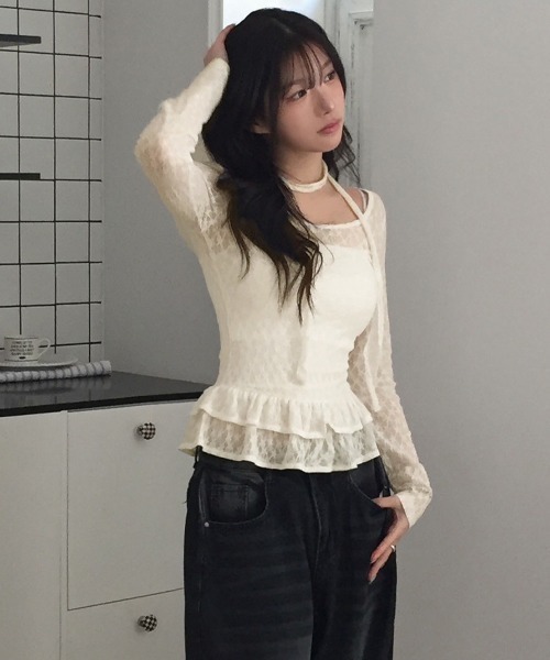 almo（アルモ）の「【LAMPOON】ストールセットレースフリルブラウス（シャツ/ブラウス・レディース・アイボリー/ホワイト・SMALL/MEDIUM/LARGE）」の8枚目の写真