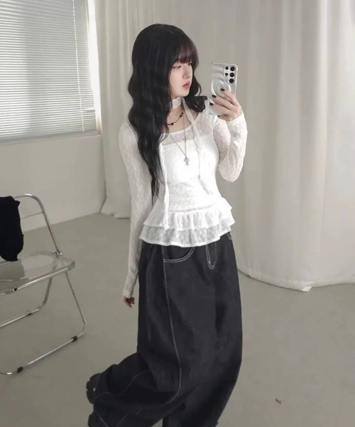 almo（アルモ）の「【LAMPOON】ストールセットレースフリルブラウス（シャツ/ブラウス・レディース・アイボリー/ホワイト・SMALL/MEDIUM/LARGE）」の12枚目の写真