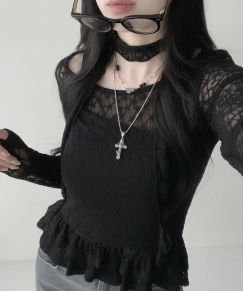 almo（アルモ）の「【LAMPOON】ストールセットレースフリルブラウス（シャツ/ブラウス・レディース・アイボリー/ホワイト・SMALL/MEDIUM/LARGE）」の8枚目の写真