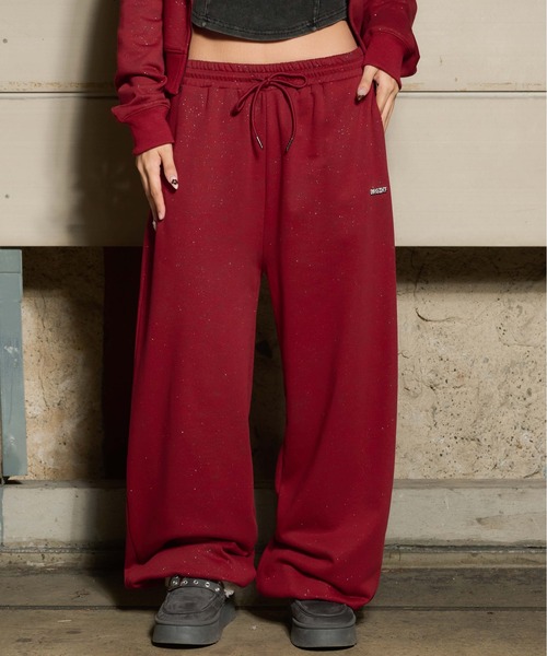 sedacle girl（セダクルガール）の「グリッタースウェットパンツ【SETUP着用可能】（スウェットパンツ・レディース・アイボリー/ブラック/チャコールグレー/グレー/ピンク/ボルドー/レオパード/カモフラージュ・SMALL/MEDIUM）」の6枚目の写真