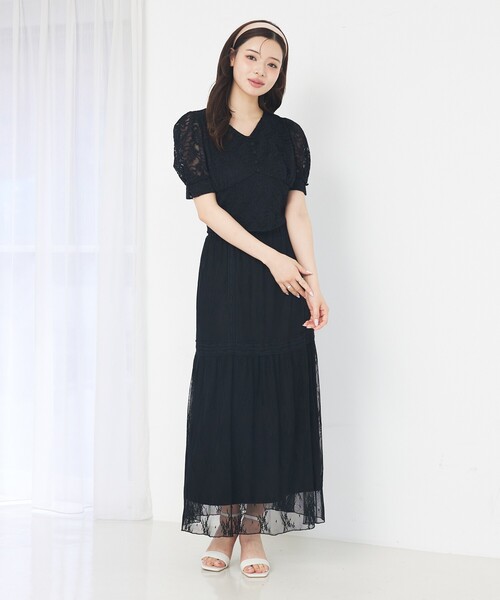 SELFIST(セルフィスト)の「バックリボンレースブラウス Vネック 夏服 フェミニン きれいめ(シャツ/ブラウス・レディース・ブラック/アイボリー・フリー)」の13枚目の写真