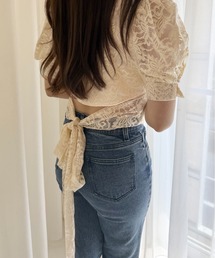 SELFIST（セルフィスト）の「バックリボンレースブラウス　Vネック　夏服　フェミニン　きれいめ（シャツ/ブラウス）」