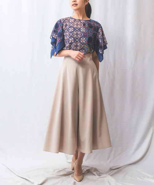 NARACAMICIE(ナラカミーチェ)の「【NARACAMICIE】タイル柄シフォン半袖スカーフスリーブブラウス(シャツ/ブラウス・レディース・ネイビー・M/XL)」の12枚目の写真