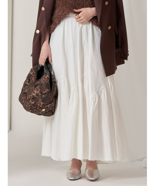 アルアバイル バイヤス切り替え ギャザースカート ホワイト 0 S