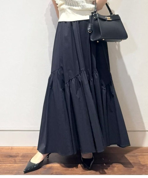 allureville（アルアバイル）の「◇バイヤス切替ギャザースカート（スカート・レディース・ブラウン/ホワイト/ブラック/アイボリー・2/1）」の4枚目の写真