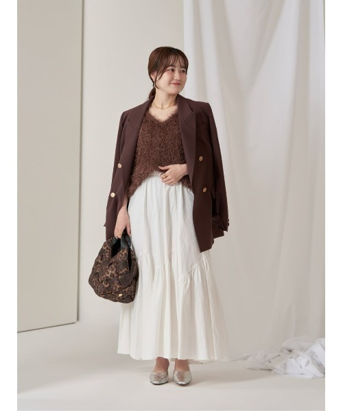 allureville(アルアバイル)の「◇バイヤス切替ギャザースカート(スカート・レディース・ブラウン/ホワイト/アイボリー/ブラック・1/2)」の7枚目の写真