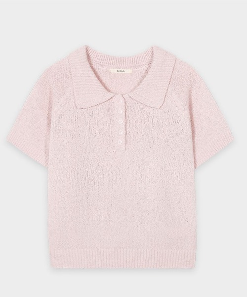ニット セーター 「MADE」カラーネックブークレ半袖ニット レディース BEIDELLI ニット セーター 「MADE」カラーネックブークレ半袖