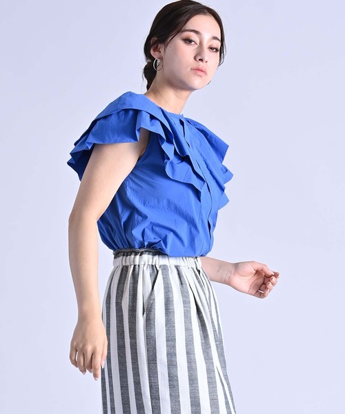 RAW FUDGE（ローファッジ）の「バルーンケープブラウス（シャツ/ブラウス・レディース・ブラック/オフホワイト/ブルー・M）」の15枚目の写真