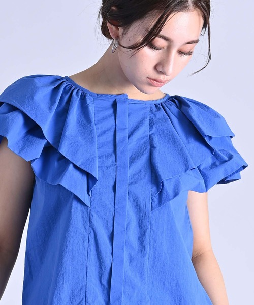 RAW FUDGE（ローファッジ）の「バルーンケープブラウス（シャツ/ブラウス・レディース・ブラック/オフホワイト/ブルー・M）」の18枚目の写真