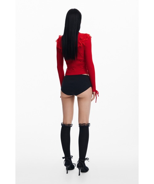 【希少】Desigual デジグアル　ニットダッフルコート　2XL 大きいサイズ Desigual×Maria Escote】レースアップ ニットトップス（ニット