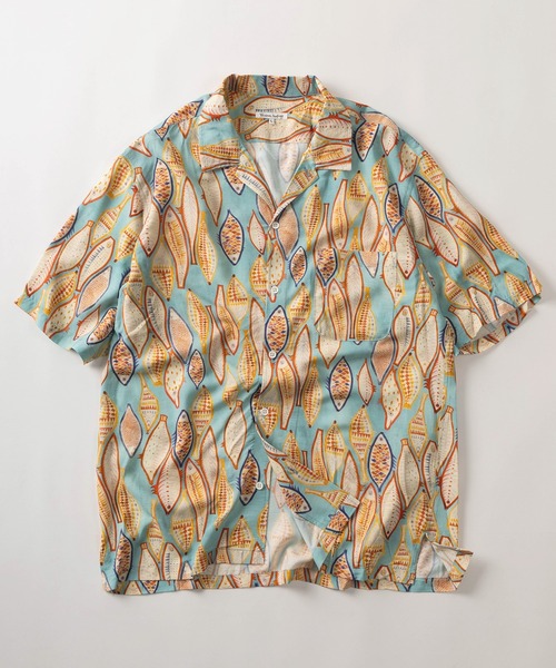 make a ray!(メイク ア レイ!)の「【78】とろみドレープ 総柄プリント オープンカラー 半袖シャツ/オーバーサイズ/ユニセックス(シャツ/ブラウス・メンズ・アイボリー/ブラック系その他/オレンジ/グリーン/ブラック系その他2/ライトブルー/ブラック/ホワイト/ネイビー/レッド/サックスブルー・M/L/XL)」の9枚目の写真