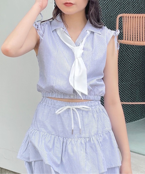 one way（ワンウェイ）の「タイ付きフレンチスリーブシャツ（シャツ/ブラウス・レディース・ブルー系その他/ネイビー/ブラック系その他/イエロー系その他・FREE）」の10枚目の写真