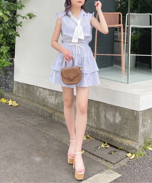 one way（ワンウェイ）の「タイ付きフレンチスリーブシャツ（シャツ/ブラウス・レディース・ブルー系その他/ネイビー/ブラック系その他/イエロー系その他・FREE）」の12枚目の写真