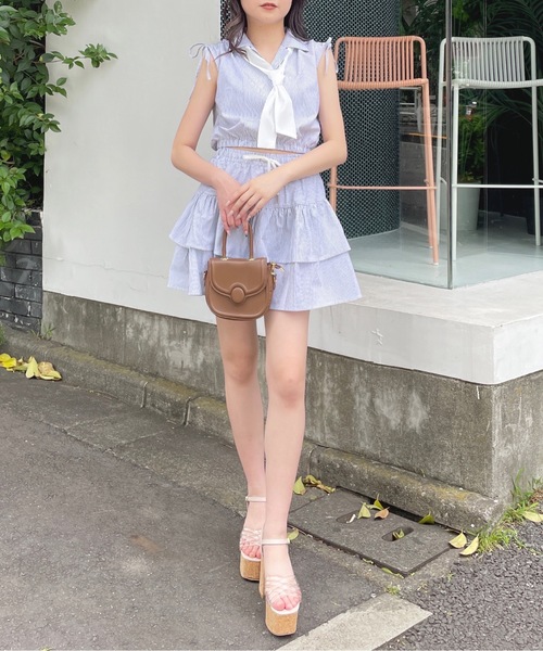 one way（ワンウェイ）の「タイ付きフレンチスリーブシャツ（シャツ/ブラウス・レディース・ブルー系その他/ネイビー/ブラック系その他/イエロー系その他・FREE）」の13枚目の写真